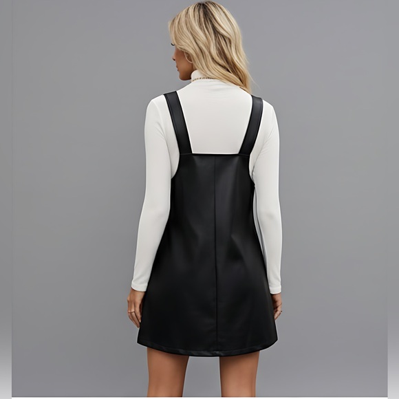 Vegan Leather Zip Up Overall Dress - Picture 4 of 5